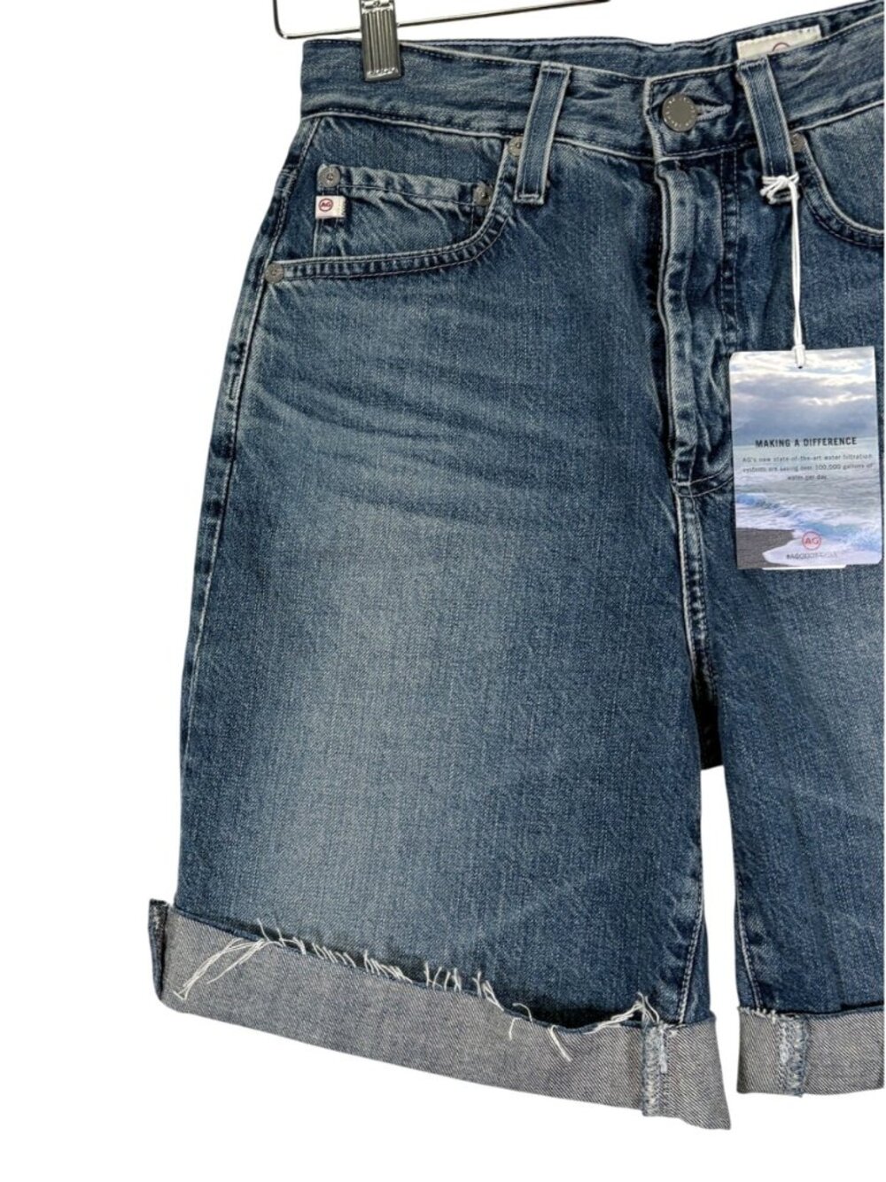 NEW AG Adriano Goldschmied Kerah Long Jean Shorts Size 24 - Picture 4 of 10